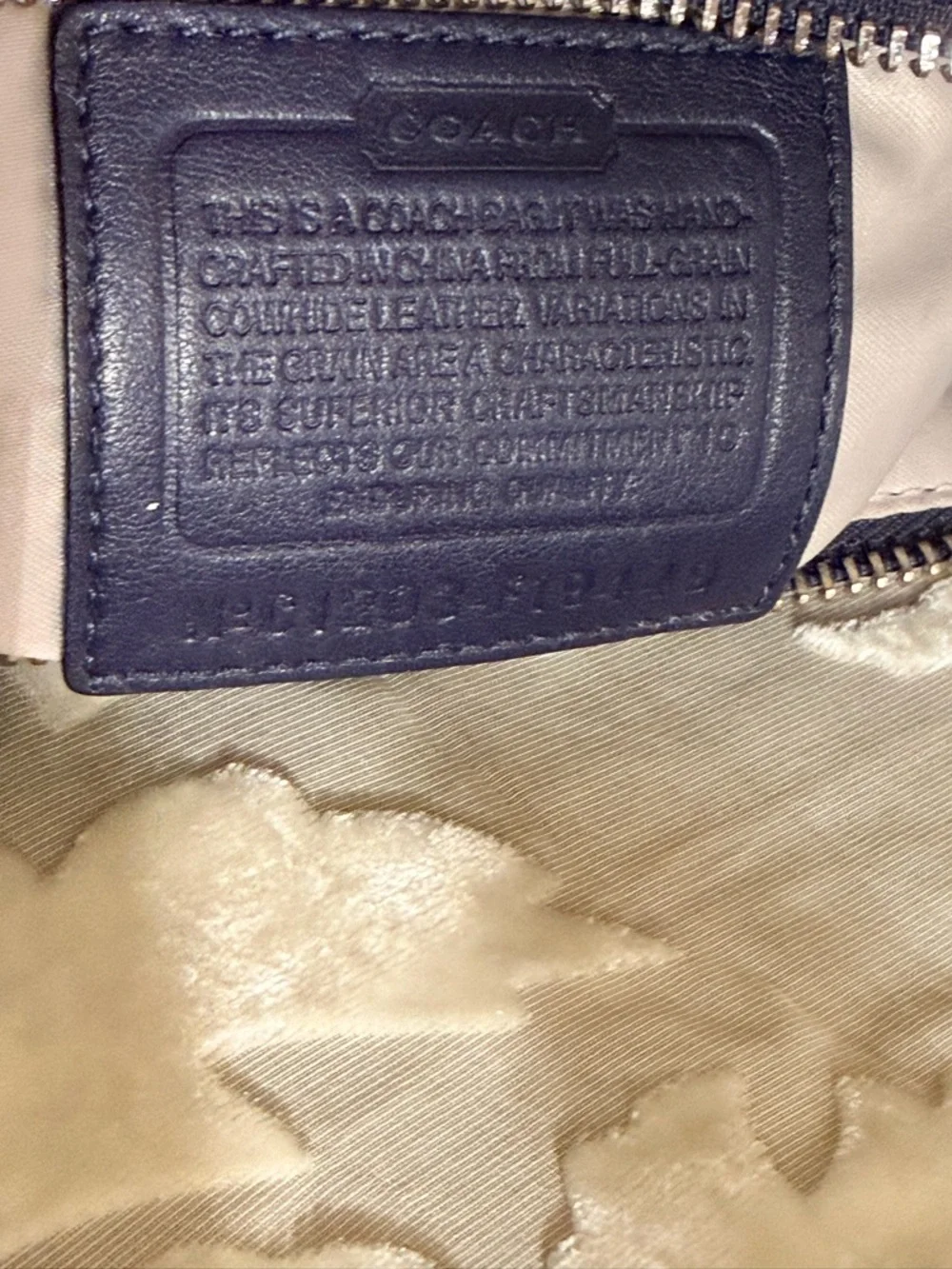 Coach Ashley Embossed Leather Satchel Cobalt Blue Signature Carryall Bag - Picture 7 of 10